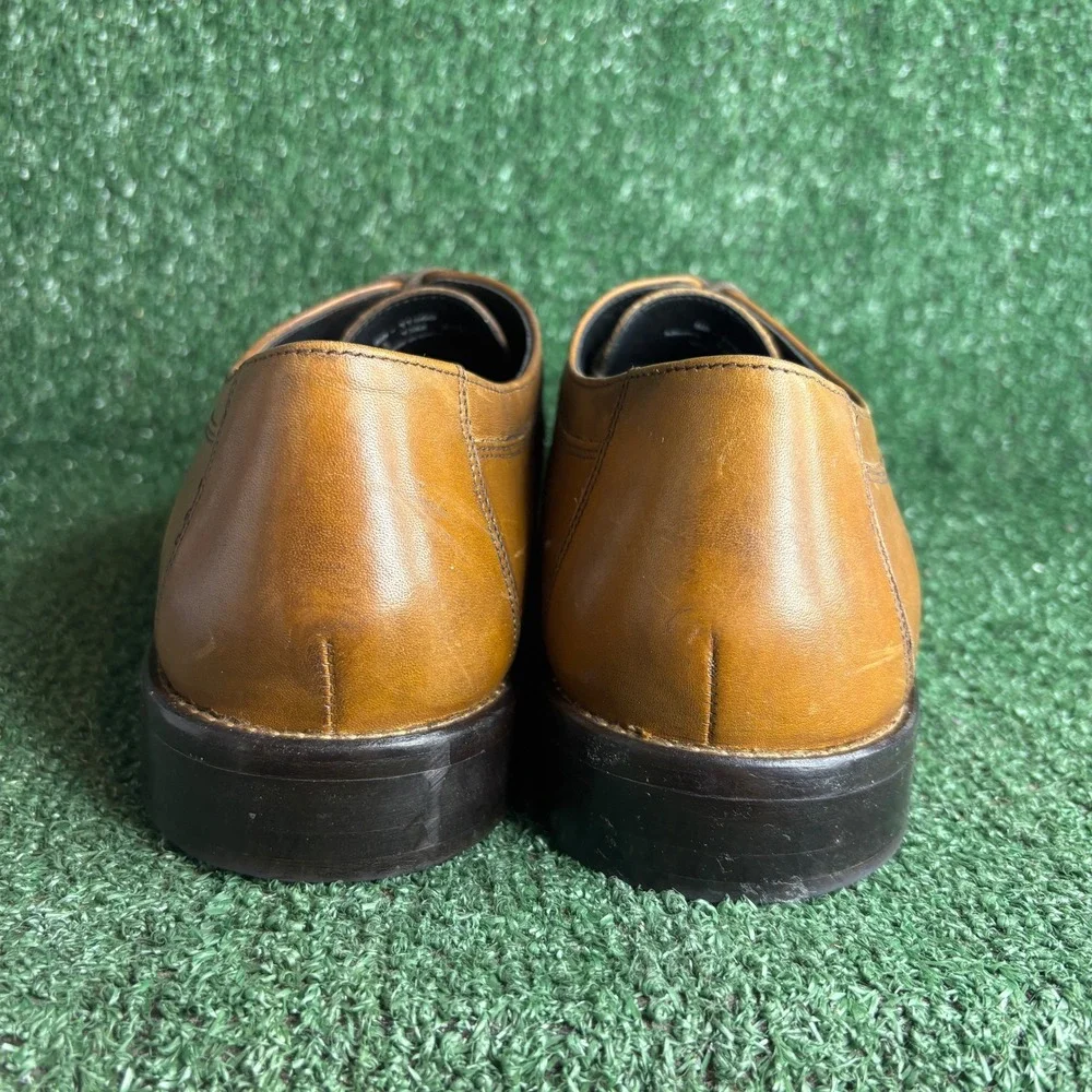 Johnson And Murphy Cap Toe Lace Up Leather Derby Dress Shoes Tan Mens Size 13 M